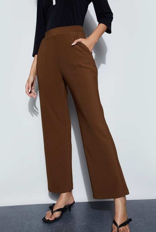 CODE Textured Wide Leg Trousers