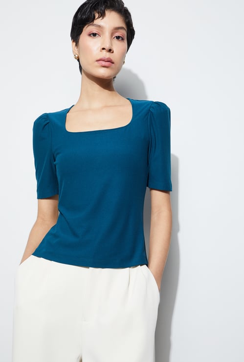 CODE Solid Square Neck Top