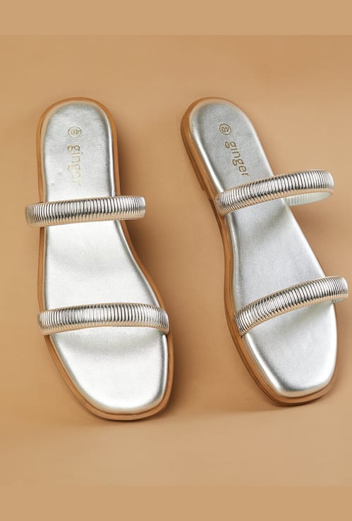GINGER Glossy Open Toe Flats