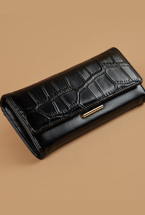 GINGER Croc Embossed Flap Wallet