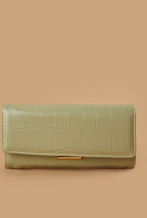 GINGER Croc Embossed Flap Wallet