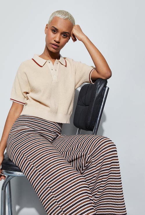 GINGER Knit Polo T-shirt with Contrast Tipping
