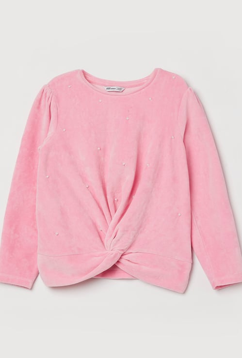 FAME FOREVER Girls Embellished Twisted Top