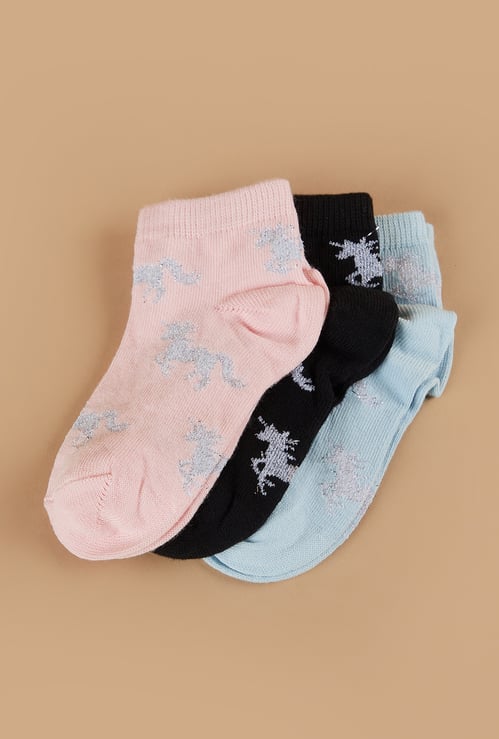 FAME FOREVER Unicorn Ankle Length Socks - Pack of 3