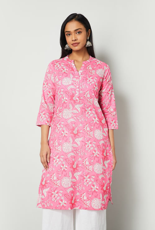 MELANGE Floral Print Straight Kurta