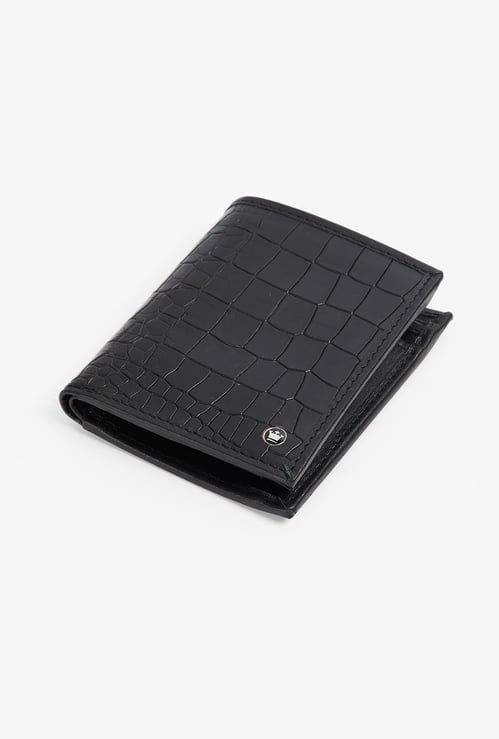 LOUIS PHILIPPE Croc Embossed Leather Bi-Fold Wallet