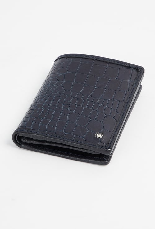 LOUIS PHILIPPE Croc Embossed Leather Bi-Fold Wallet