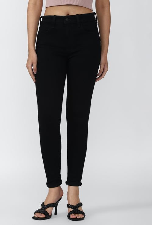 AMERICAN EAGLE Solid High-Waist Skinny Fit Jeans