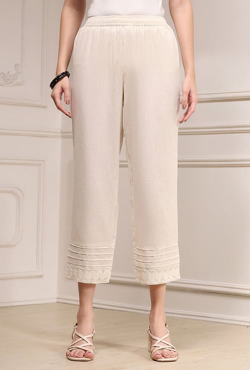 BIBA Embroidered Straight Pants