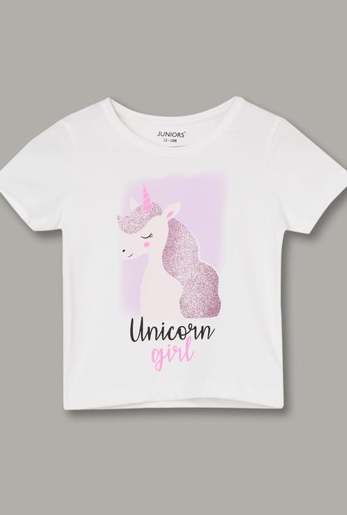 JUNIORS Girls Unicorn Print T-shirt