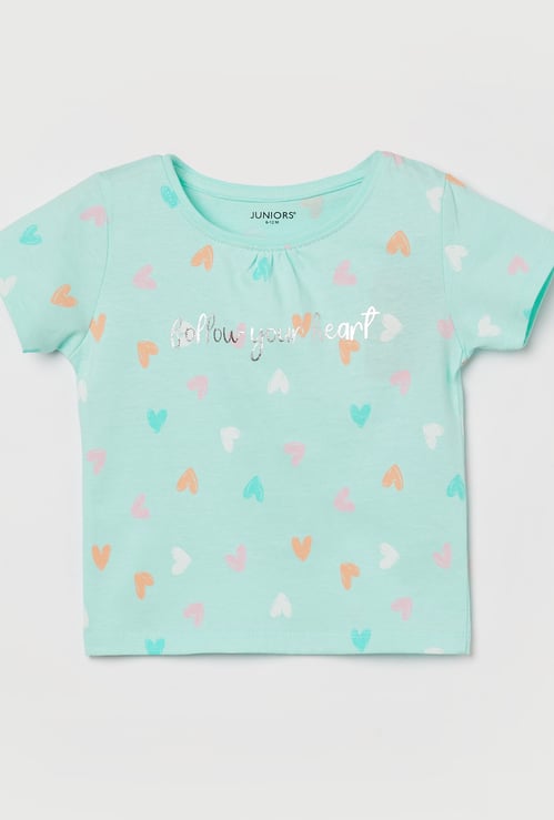 JUNIORS Girls Heart Print T-shirt