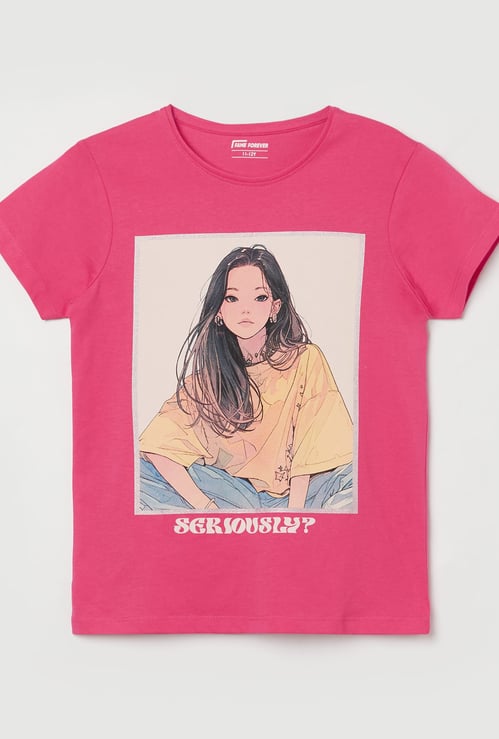 FAME FOREVER Girls Graphic Print T-shirt