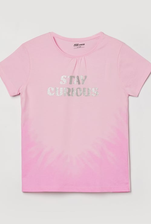 FAME FOREVER Girls Glitter Print T-shirt