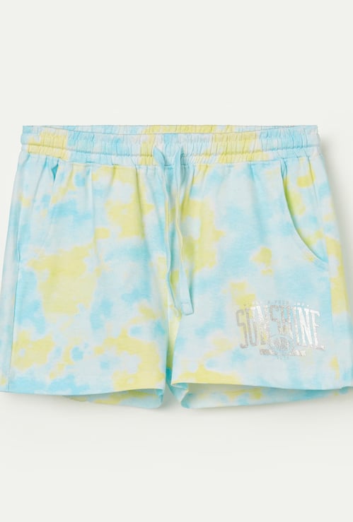 FAME FOREVER Girls Tie-Dye Print Shorts