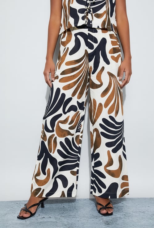 GINGER Printed Wide Leg Trousers