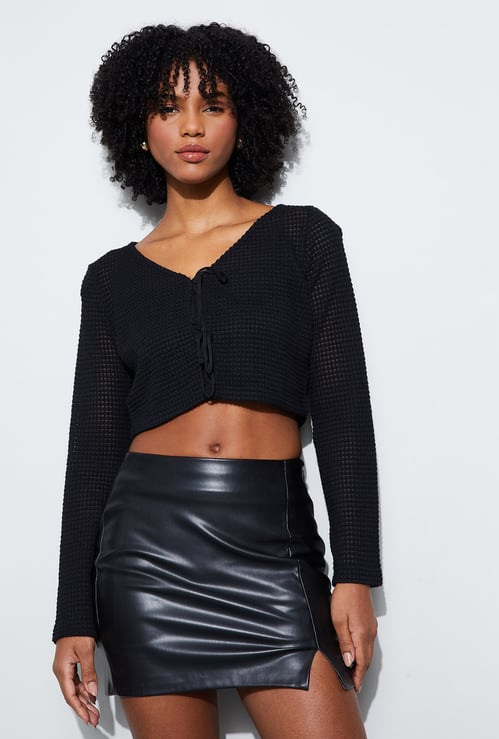 GINGER Textured Crop Top with Camisole