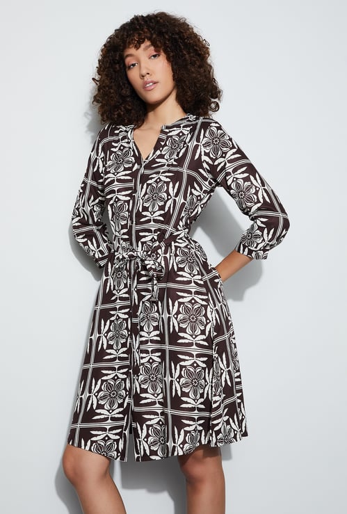 FAME FOREVER Floral Print Shirt Dress