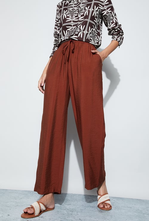 FAME FOREVER Crinkle Wide Leg Trousers