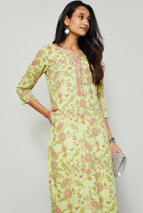 MELANGE Floral Print Straight Kurta