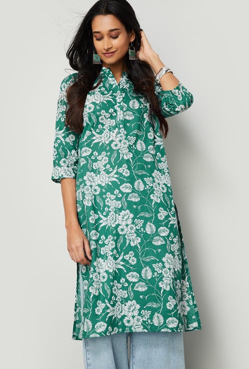 MELANGE Floral Print Straight Kurta