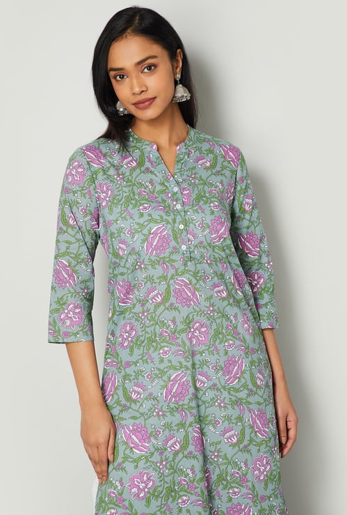 MELANGE Floral Print Straight Kurta
