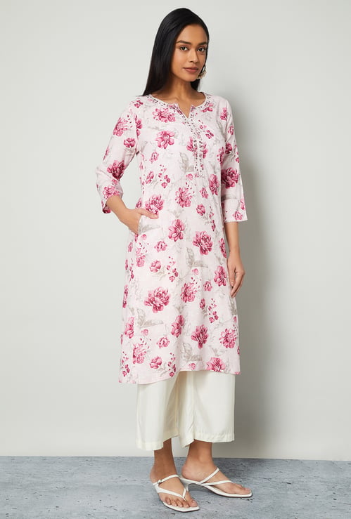 MELANGE Floral Print Straight Kurta