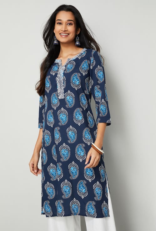 MELANGE Printed Straight Kurta.