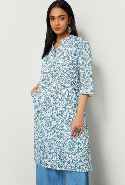 MELANGE Floral Print Straight Kurta