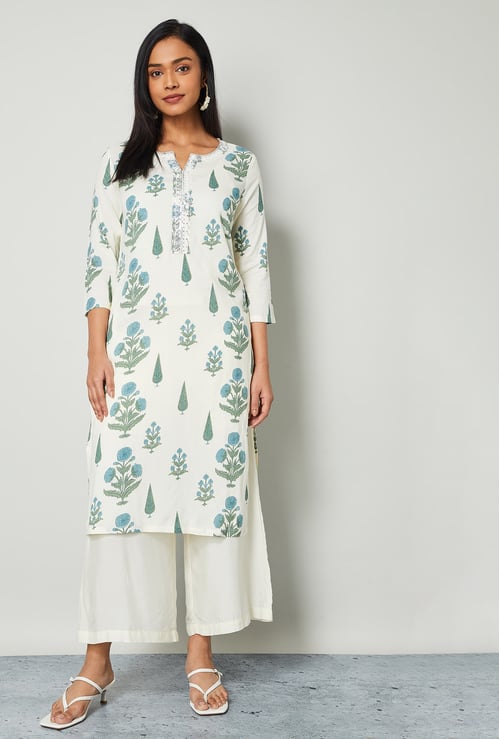 MELANGE Floral Print Straight Kurta