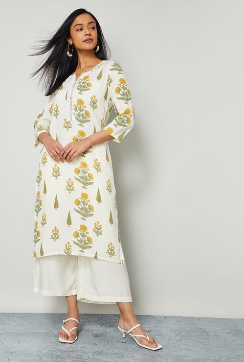 MELANGE Floral Print Straight Kurta