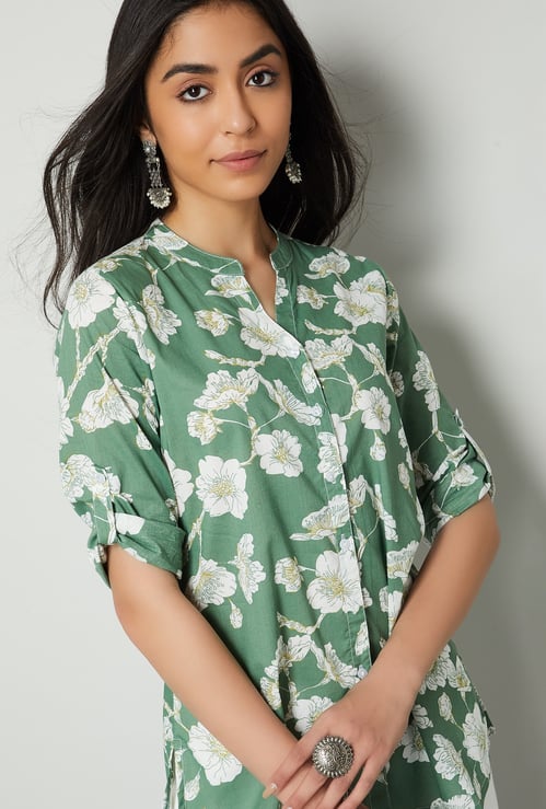 MELANGE Floral Print Straight Kurti