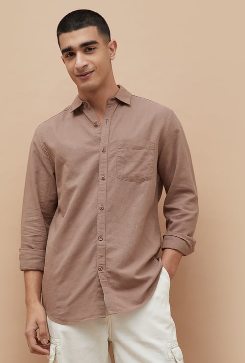 FAME FOREVER Solid Slim Fit Shirt
