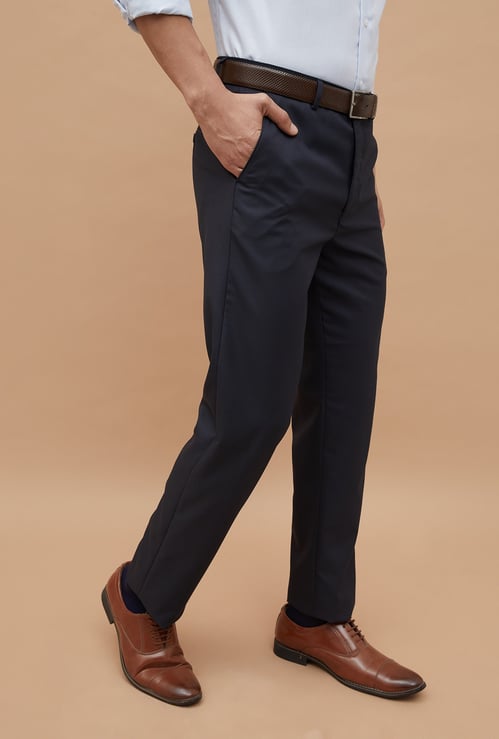CODE Textured Slim Tapered Formal Trousers