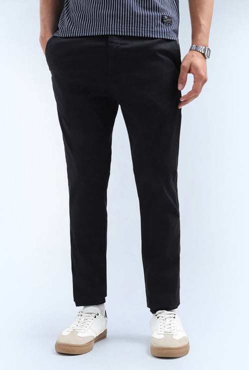 FLYING MACHINE Solid Slim Tapered Trousers