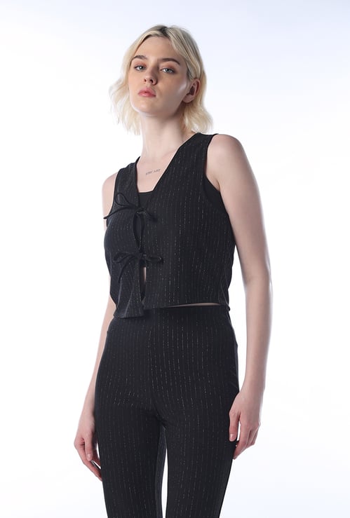 ONLY Striped Tie-Up Top