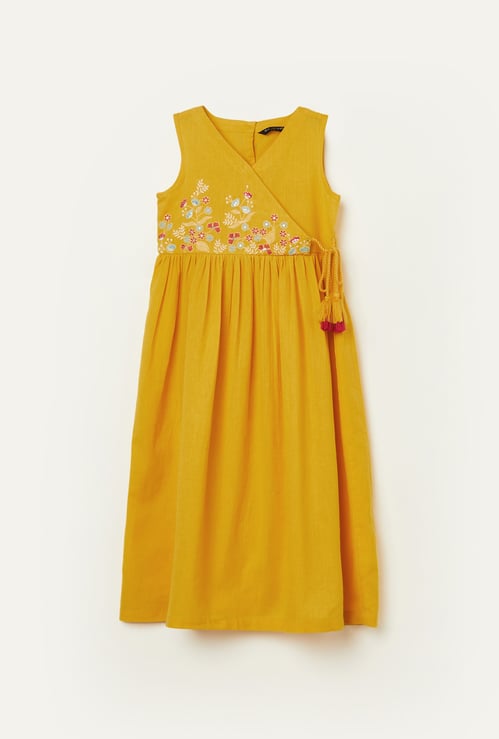 MELANGE Girls Embroidered Angrakha Dress