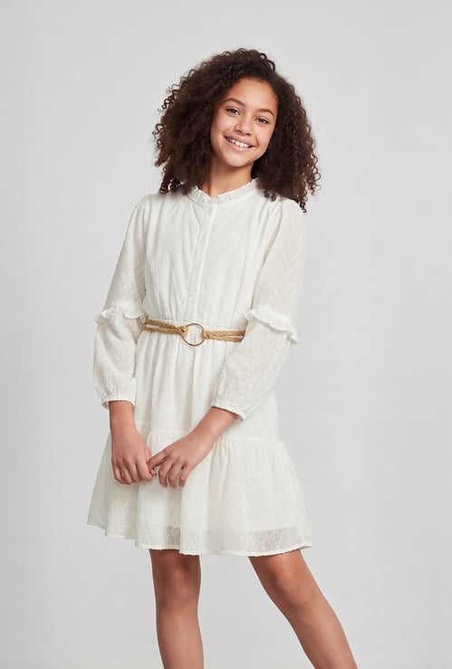 FAME FOREVER Girls Textured Tiered Dress