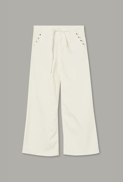 FAME FOREVER Girls Studded Wide Leg Jeans