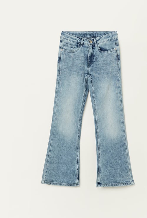 FAME FOREVER Girls Washed Flared Jeans
