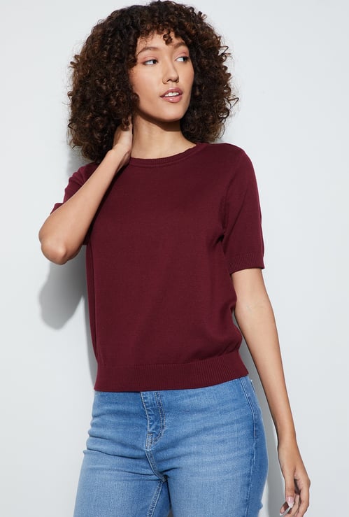 FAME FOREVER Solid Knit Top