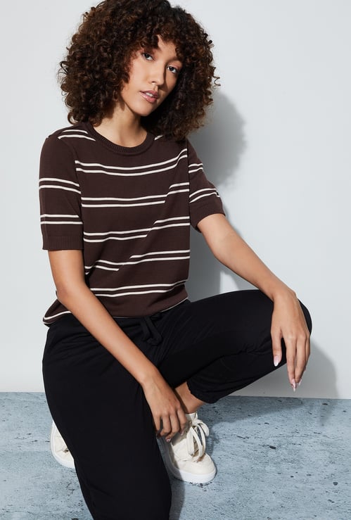FAME FOREVER Striped Knit Top