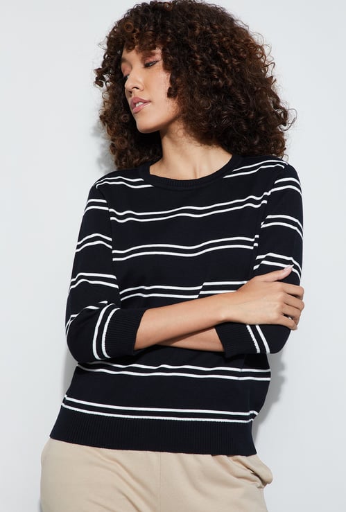 FAME FOREVER Striped Knit Top
