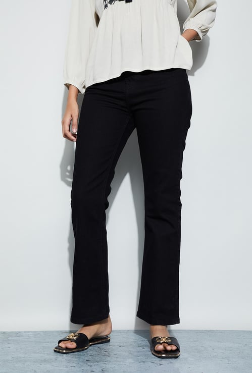 FAME FOREVER Darkwashed Bootcut Fit Jeans