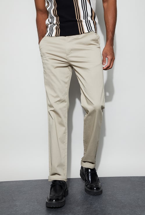 CODE Solid Regular Fit Trousers