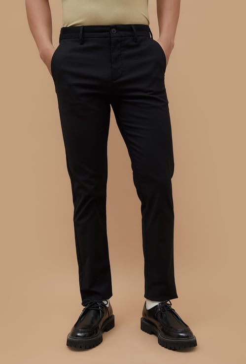 CODE Solid Slim Straight Trousers