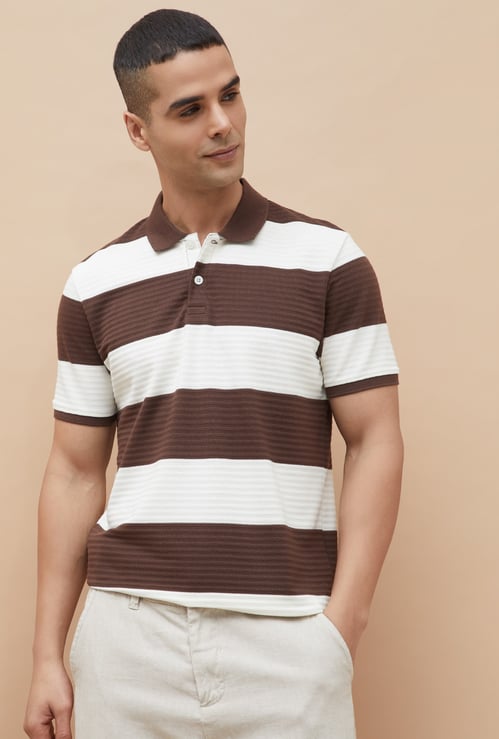 CODE Striped Polo T-shirt