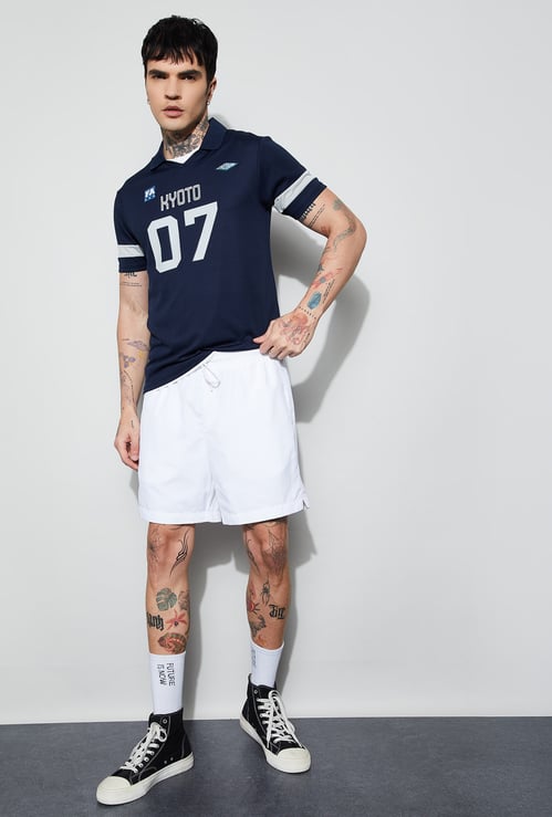FAME FOREVER ACTIVE Printed Johnny Collar T-shirt