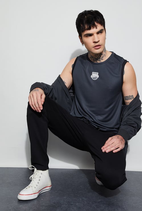 FAME FOREVER ACTIVE Printed Sleeveless Crew Neck T-shirt
