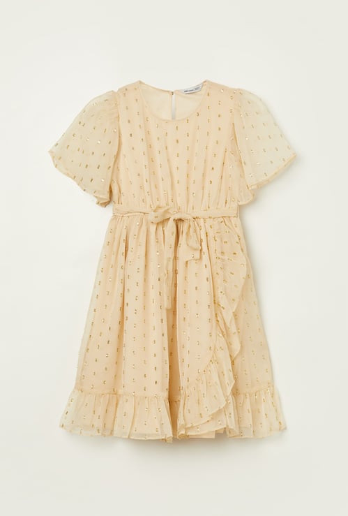 FAME FOREVER Girls Woven Motif Layered Dress
