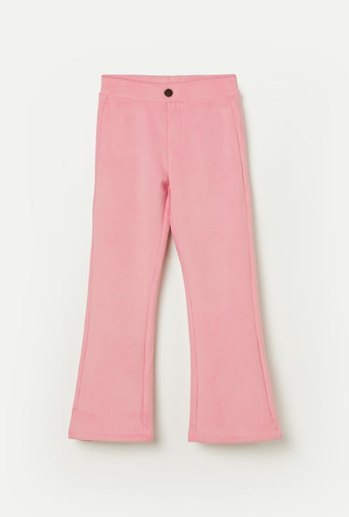 FAME FOREVER Girls Textured Bootcut Track Pants